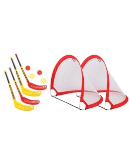 Funhockey Komplettset mit 2x2er Set Schläger und Pop-up Tor MAXI-Set